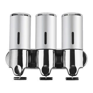 3 Bottles Bathroom Shower Soap Dispenser Silver-1836526732107190273