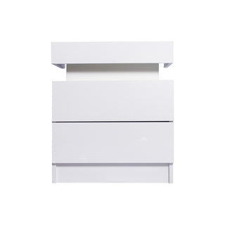 Levede Bedside Tables RGB LED Side Table White-1831592697647992833