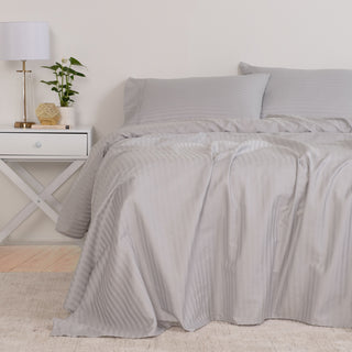 KENSINGTON 1200TC COTTON SHEET SET IN STRIPE-QUEEN - SILVER (GREY)-1833647258592219137