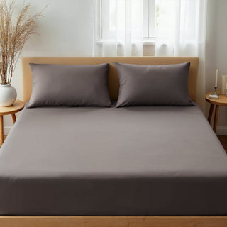 Royal Comfort 1500TC Cotton Rich Fitted sheet 3 PC Set Double-Dusk Grey-1833647272320176129