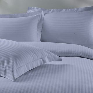 Royal Comfort 1200 Thread count Damask Stripe Cotton Blend Quilt Cover Sets King Blue Fog-1833647249637380097