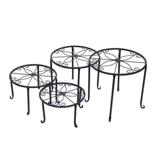 4 x Levede Metal Plant Stand Outdoor Black-1836526630126882817