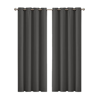 2x Blockout Curtains Panels 3 Layers Charcoal-1831592994202062848