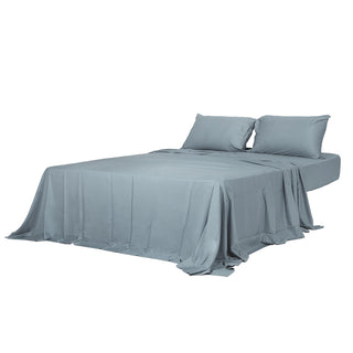 Dreamz 4pcs Double Size 100% Bamboo Bed Sheet Set in Grey Colour-1836526742177714176