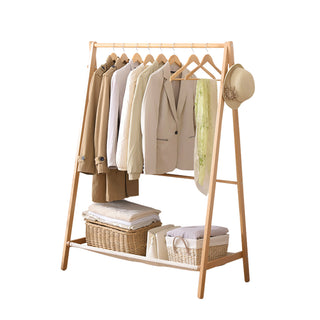 Levede Clothes Rack Wooden Wardrobe Natural-1831592685635506176