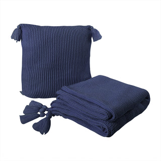 DreamZ Knitting Throw Blanket Cushion Navy-1831592846348652544