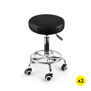 2x Levede Swivel Salon Barstool Hairdressing Black-1831593080344678400