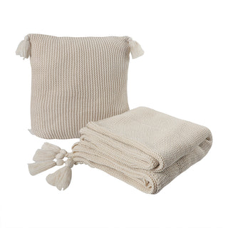 DreamZ Knitting Throw Blanket Cushion Beige-1831592846201851904