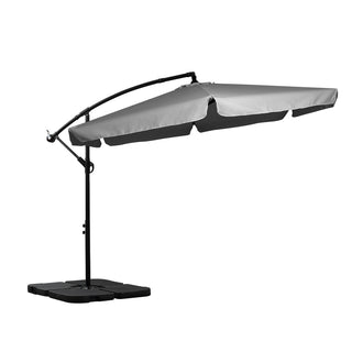 Mountview 3M Cantilever Umbrella Outdoor Grey With Base-1831592541846376448