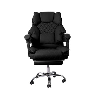 Levede Gaming Chair Office Computer Black Footrest-1836526640365178881