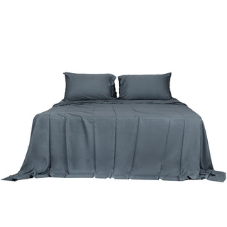 Dreamz 4pcs Double Size 100% Bamboo Bed Sheet Set in Charcoal Colour-1836526742030913537