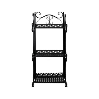 Levede Plant Stand 3 Tiers Outdoor Indoor Black-1836526631376785409