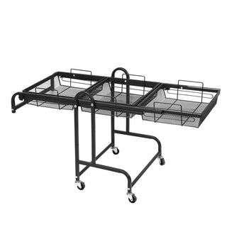 Levede 3 Tier Kitchen Trolley Cart Swivel Black Colour-1836526686850650113