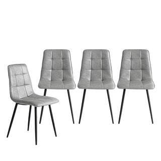 Levede 4x Dining Chairs Kitchen Chair Grey Faux Leather-1836526712268132353