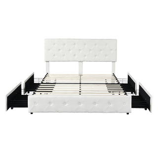 Levede Queen Bed Frame Tufted 4 Drawer-1831592483105148929