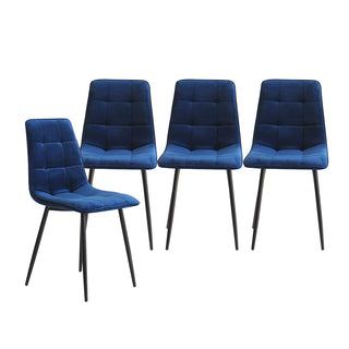 Levede 4x Dining Chairs Kitchen Velvet Blue-1831592521373978625