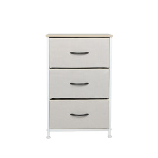 Levede Chest of 3 Drawers Bedside Table Beige-1831592841147715585