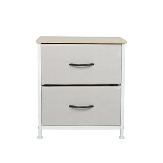 Levede Chest of 2 Drawers Bedside Table Beige-1831592896088903681